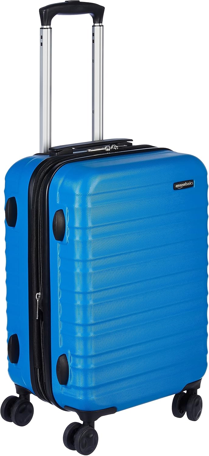 Valise Cabine, Bagages Cabine, Valise à Main Rigide et Extensible, en ABS avec 4 Roulettes Pivotantes - 55 cm - Bleu Clair